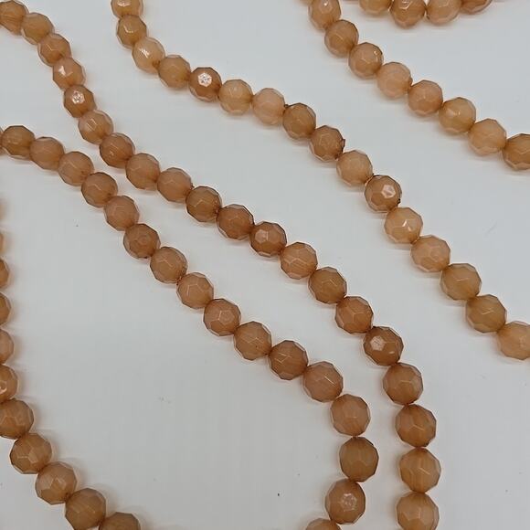 Set of 2 Layering Pieces Cream Soda Faceted Acrylic Strung Beads 38" Necklaces - Picture 11 of 12